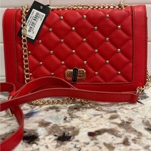 Badgley Mischka Red Quilted Crossbody Bag
